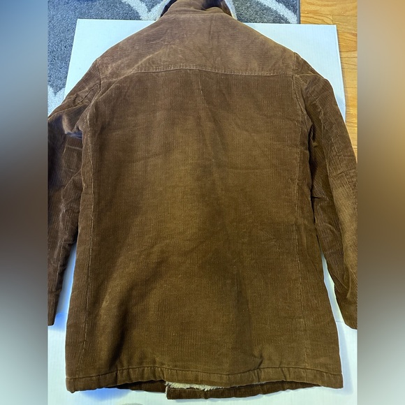 LAKEFOREST VINTAGE BROWN CORD CORDUROY SHERPA SIZE 42 LARGE BUTTON DOWN COAT - Picture 7 of 9
